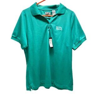 Lady Divots Pique Polo Women's Medium Sea Green "The Rail" Golf Course Logo NWT